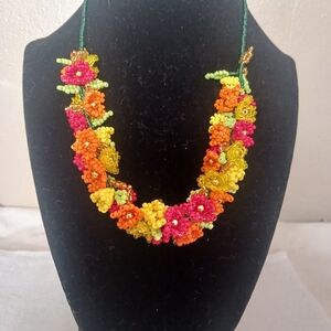 Floral Beaded Necklace - Multicolor